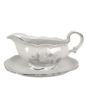 Vintage Mitterteich Bavaria Germany MONIKA Gravy Boat with Underplate Porcelain